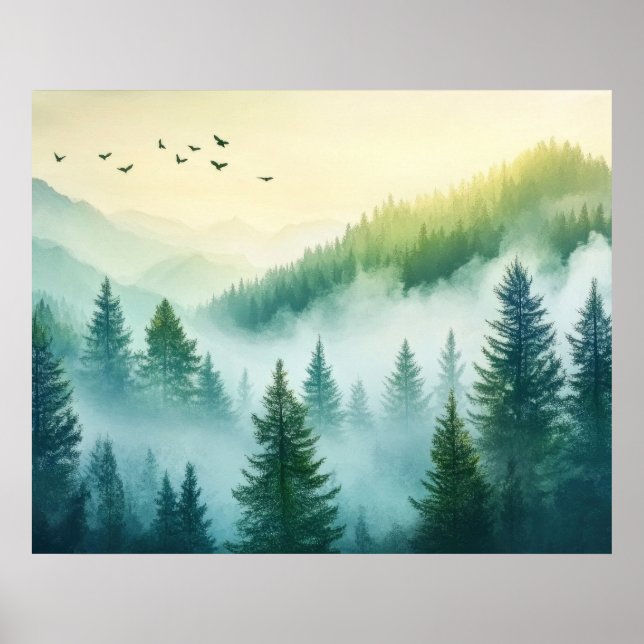 Nebeliger Wald Poster (Vorne)
