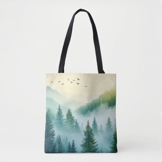 Nebeliger Wald Tasche (Vorderseite)