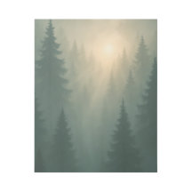 Nebeliger Waldsonnenaufgang, melancholische grüne 