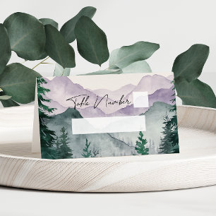Nebeliger Wasserfarben-Hochzeit im Bergwald Platzkarte