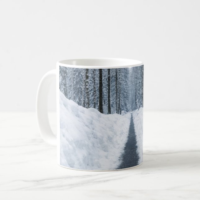 Nebeliger Winterwaldweg Winterlandschaft Kaffeetasse (Vorderseite Links)