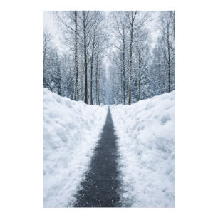 Nebeliger Winterwaldweg Winterlandschaft Poster