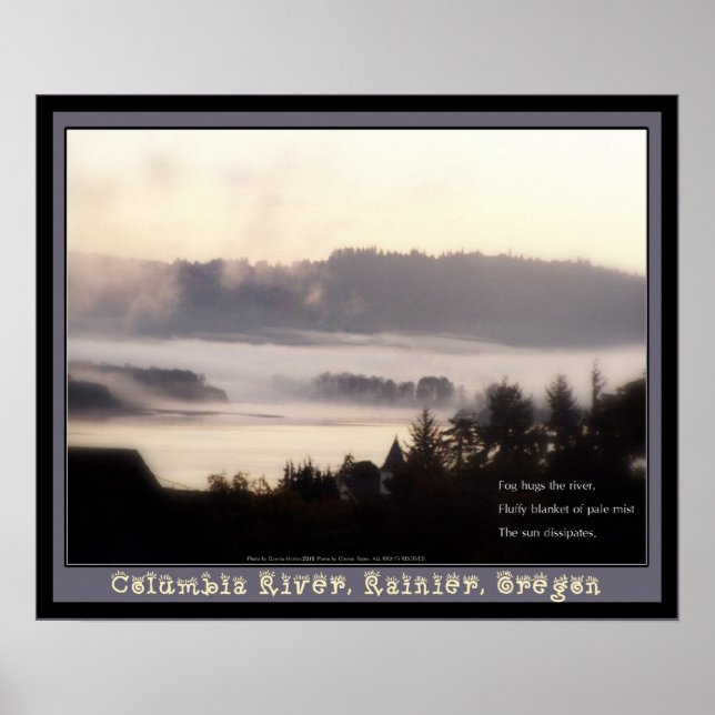 Nebelsonnenaufgang Columbia River Rainier Oregon 2 Poster (Vorne)
