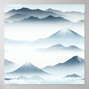 Nebelspitzen – Wasserfarben-Gebirgslandschaft (4) Poster