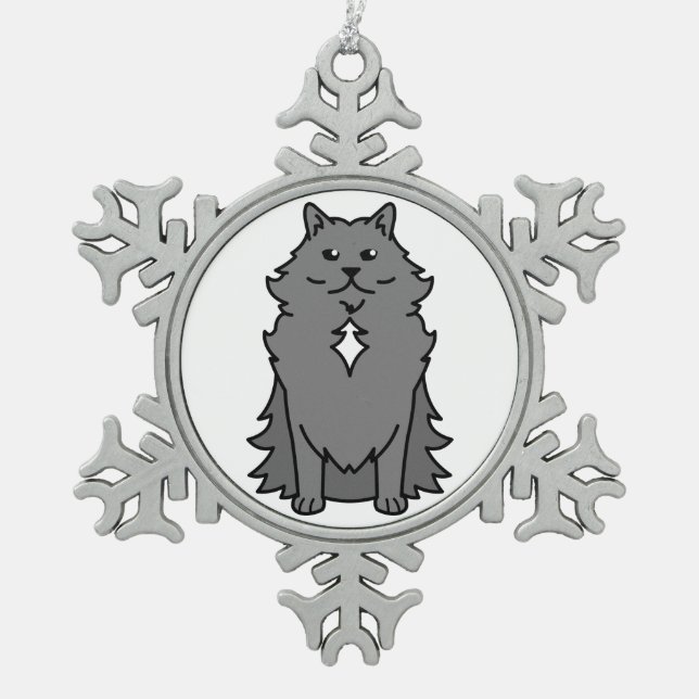 Nebelung Katzen-Cartoon Schneeflocken Zinn-Ornament (Vorderseite)