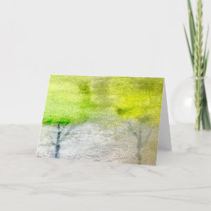 Nebelwald-Bäume Aquarellmalerei Karte