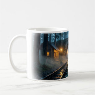 Nebelwald-Eisenbahn-Laternen-Passage-Tasse Kaffeetasse