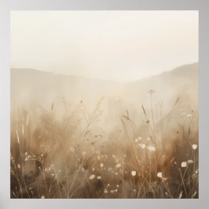 Nebelwiese Wildblumen-Landschaftsposter Poster