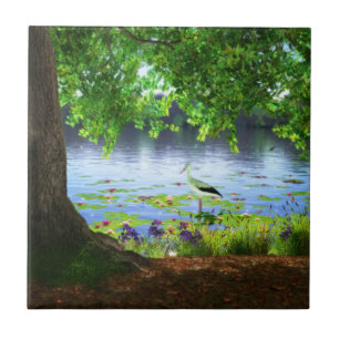 Neben dem stillen Wasser dekorative Tile / Trivet Fliese