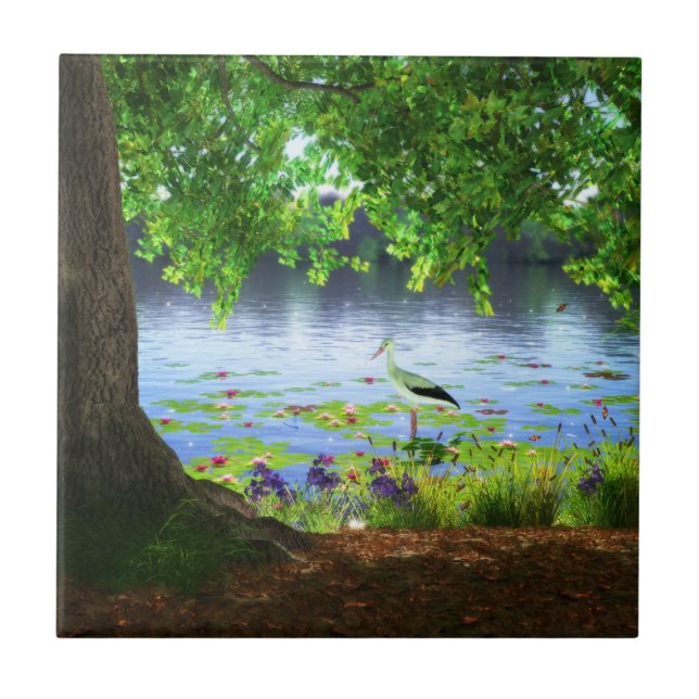 Neben dem stillen Wasser dekorative Tile / Trivet Fliese (Vorderseite)