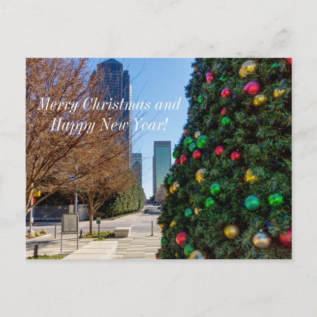 Neben der Weihnachtsbaumkarte von Dallas Postkarte (Vorderseite)