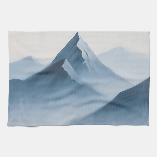 Neblige blaue Berggipfel Geschirrtuch (Horizontal)