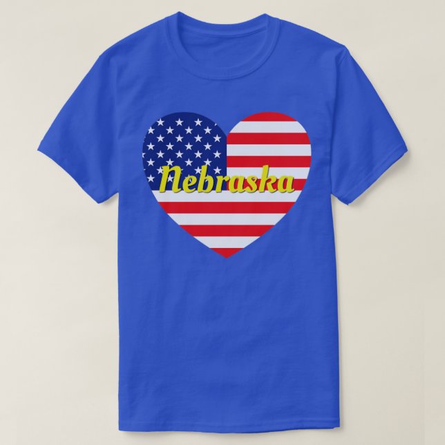 Nebraska American Flag Heart1 T-Shirt (Design vorne)