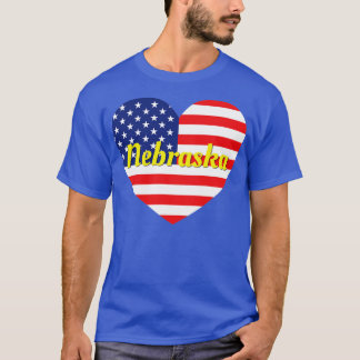 Nebraska American Flag Heart1 T-Shirt
