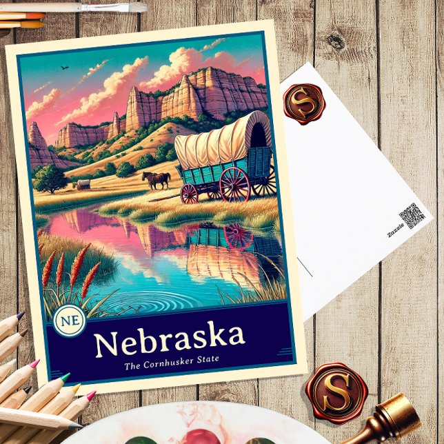 Nebraska | Carte postale ombragée style Anime (Créateur téléchargé)