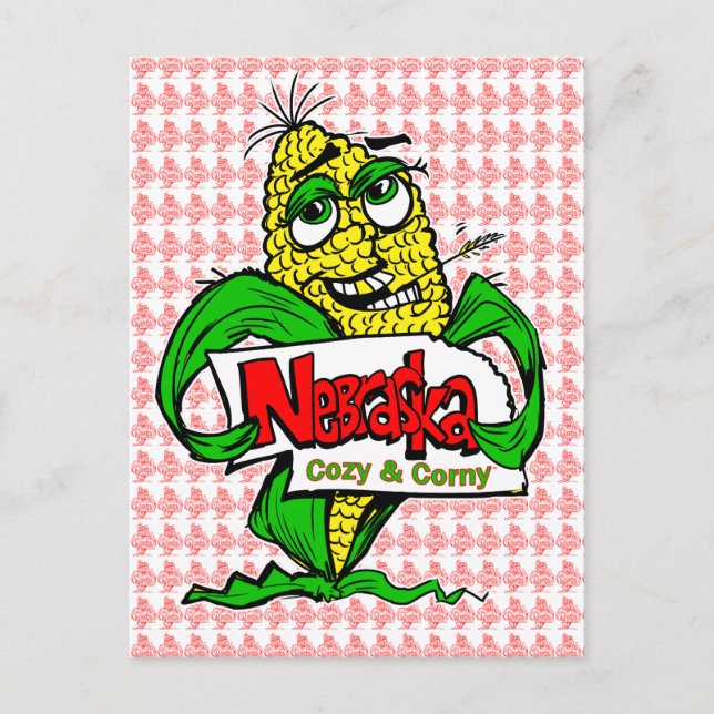 Nebraska Cartoon Corn Cob Postcard Postkarte (Vorderseite)
