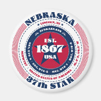 Nebraska Circle Typographie Souvenir Magnet