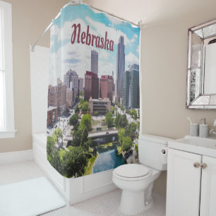 Nebraska City Skyline Omaha Duschvorhang