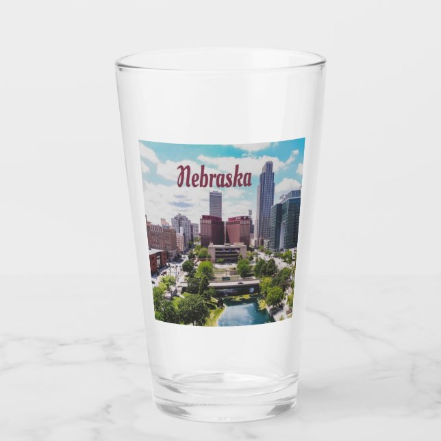 Nebraska City Skyline Omaha Glas (Vorderseite)