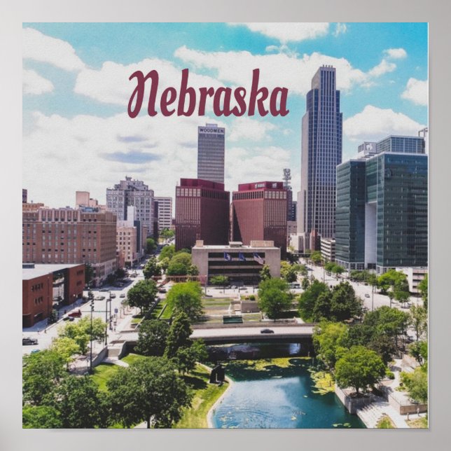 Nebraska City Skyline Omaha Poster (Vorne)