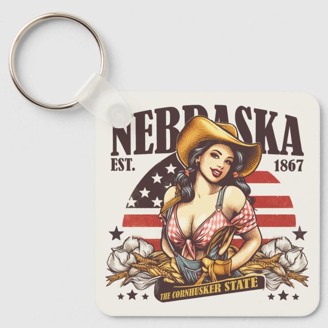 Nebraska Der Cornhusker-Staat Schlüsselanhänger (Vorderseite)