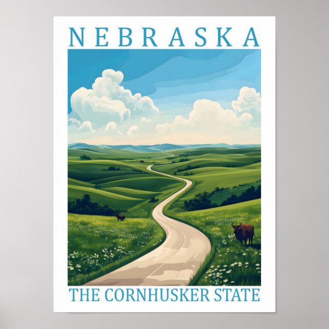 Nebraska der Cornhusker Staat USA Travel Place Poster (Vorne)