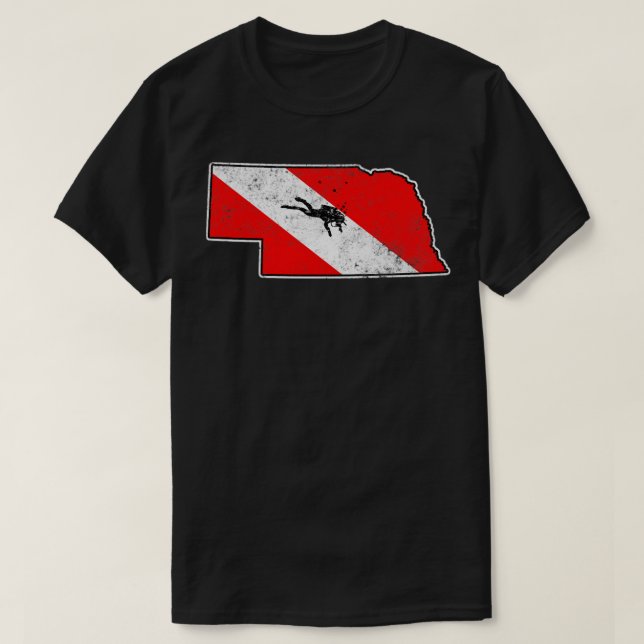 Nebraska Dive Flag Scuba Diving Staat Karte Tauchf T-Shirt (Design vorne)