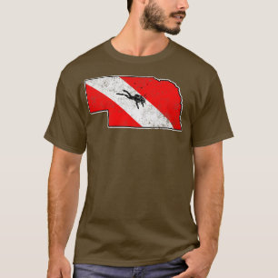 Nebraska Dive Flag Scuba Diving Staat Karte Tauchf T-Shirt