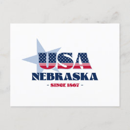Nebraska en carte postale rouge, blanche et bleue