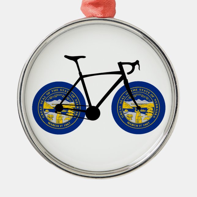 Nebraska Flag Cycling Ornament Aus Metall (Vorne)