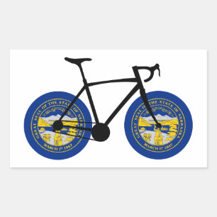 Nebraska Flag Cycling Rechteckiger Aufkleber