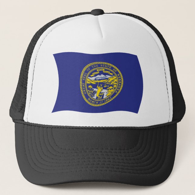 Nebraska Flag Hat Truckerkappe (Vorderseite)