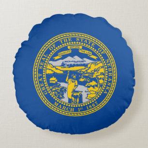 Nebraska-Flagge Rundes Kissen