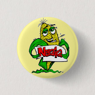 Nebraska Funny Cartoon Mais Button Button