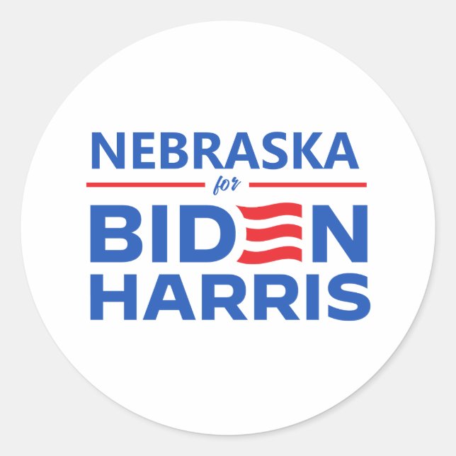 Nebraska für Biden Harris Runder Aufkleber (Vorderseite)