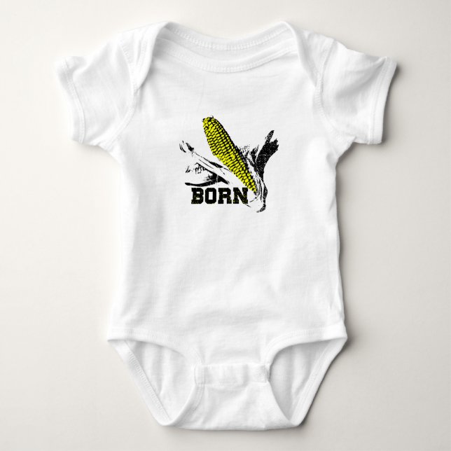Nebraska geboren - Mais geborener Cornhusker Baby Strampler (Vorderseite)