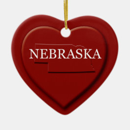 Nebraska Herzkarte Weihnachtsdekoration Keramikornament