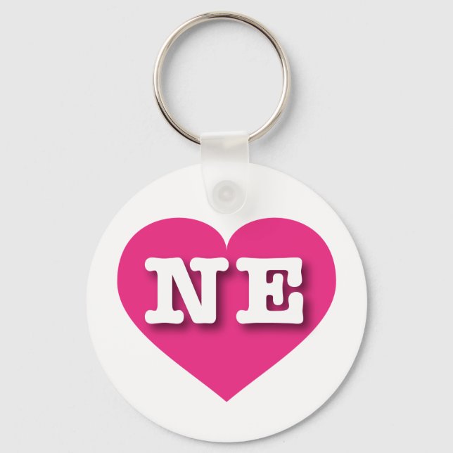 Nebraska Hot Pink Heart - I Liebe NE Schlüsselanhänger (Vorderseite)