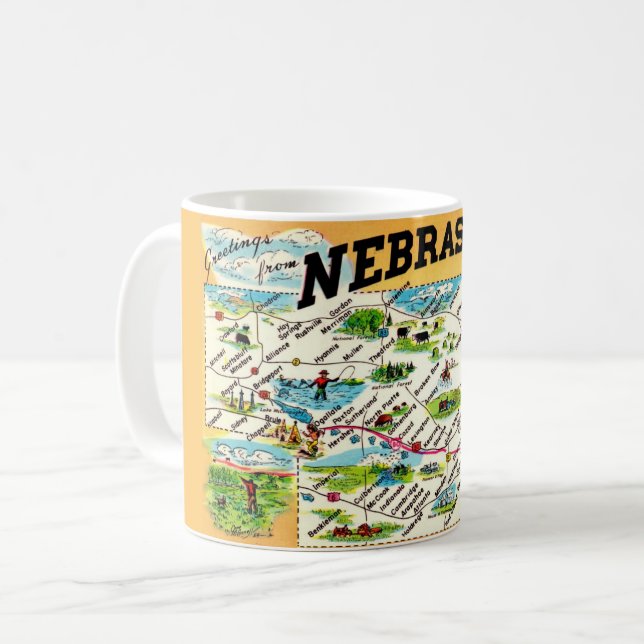 Nebraska-Karte-Mug Kaffeetasse (Vorderseite Links)
