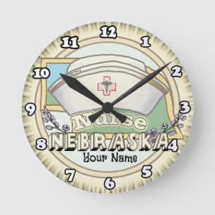 Nebraska Krankenschwester Runde Wanduhr