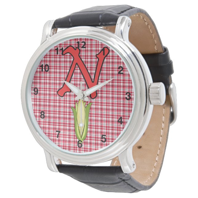 Nebraska Ladys Black Leather Watch Armbanduhr (Schrägansicht)