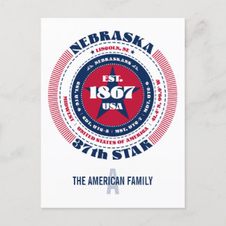 Nebraska, Lincoln, NE, Patriotic, Monogramm Postkarte