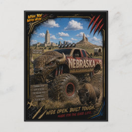 Nebraska Monster Truck Gelände Kunst Postkarte