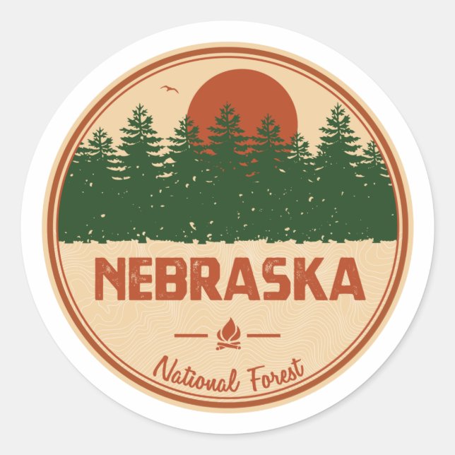 Nebraska-Nationalwald Runder Aufkleber (Vorderseite)