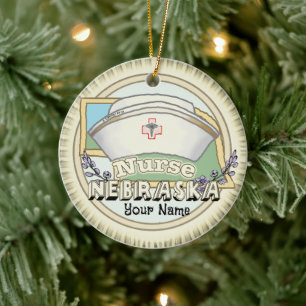Nebraska Nurse Keramik Ornament
