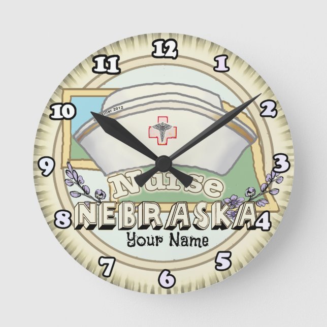 Nebraska Nurse Runde Wanduhr (Vorderseite)