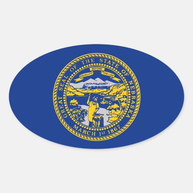 Nebraska Ovaler Aufkleber (Vorderseite)