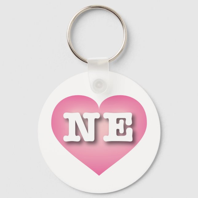 Nebraska Pink Fade Heart - I Liebe NE Schlüsselanhänger (Vorderseite)