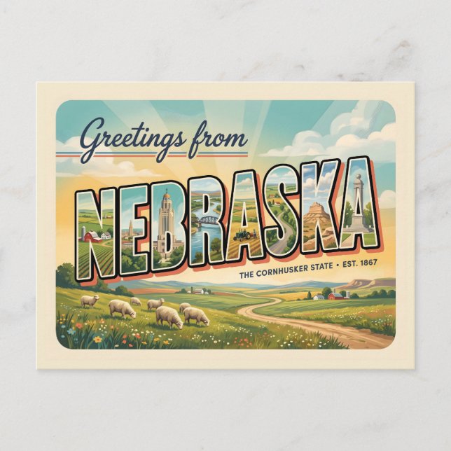 Nebraska Postkarte (Vorderseite)