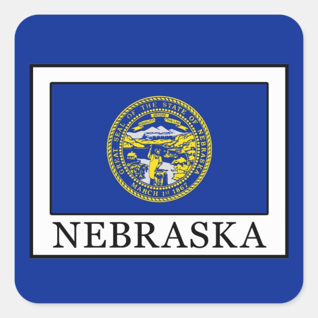 Nebraska Quadratischer Aufkleber (Vorderseite)